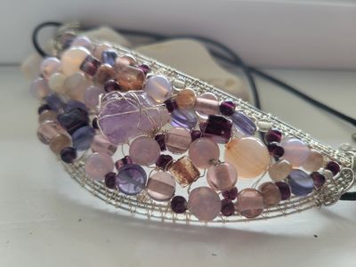 Necklace/Choker Style-Amethyst/Moonstone/Smoky Quartz- Created by Janelle