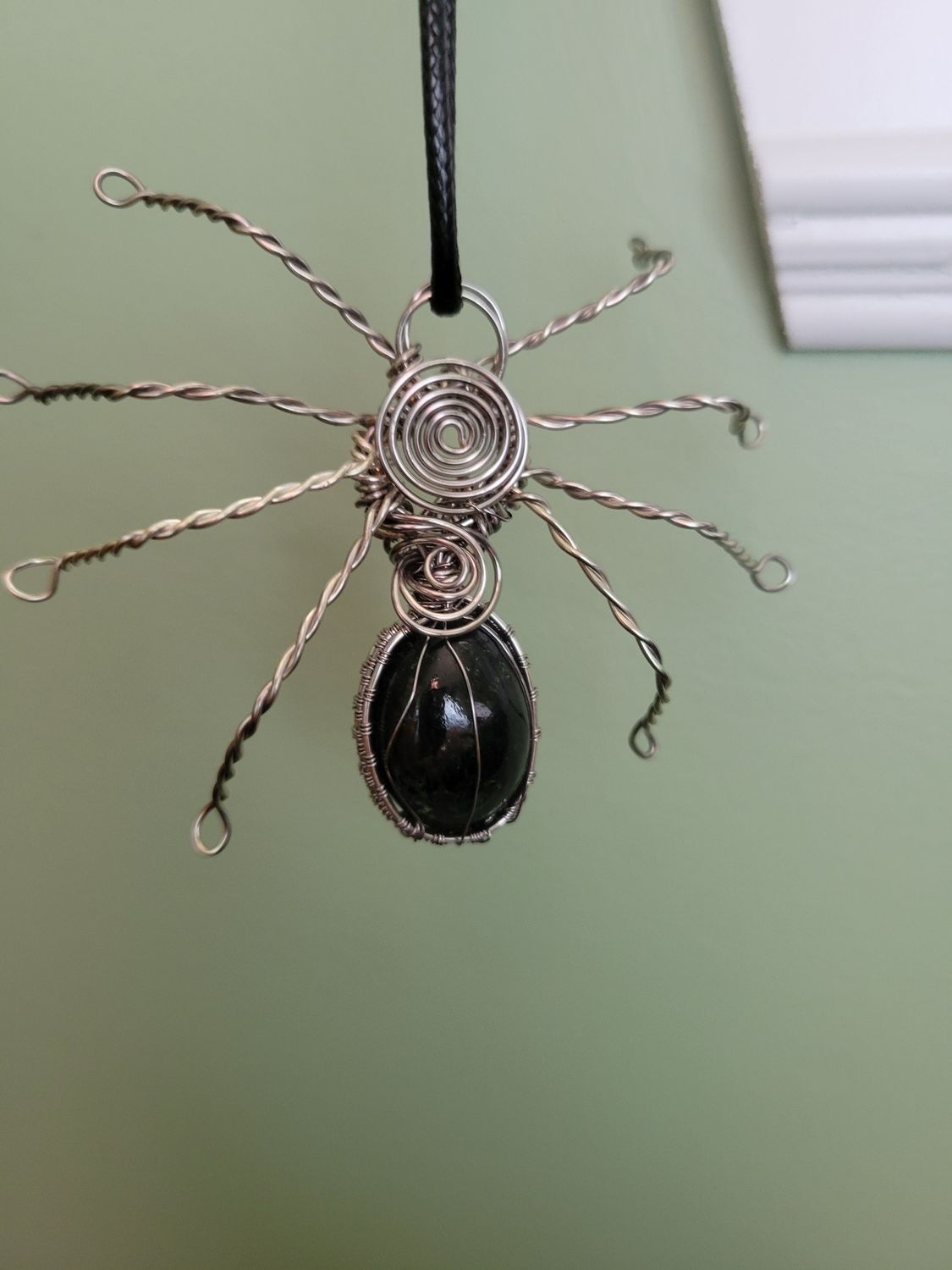 Necklace Amazing Spider/ Nuummite/Titanium- Created by Janelle