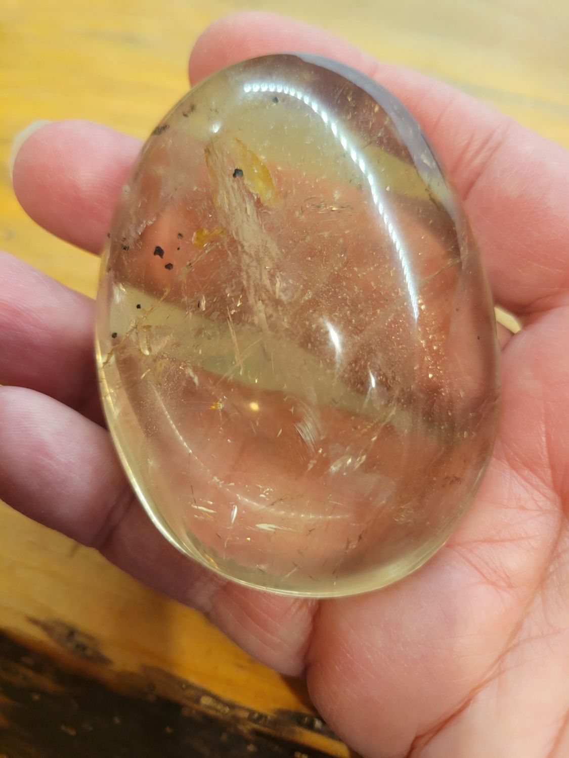 Crystal Ferruginous Quartz Smooth Palm Stone
