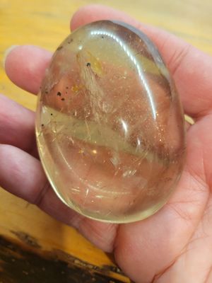 Crystal Ferruginous Quartz Smooth Palm Stone