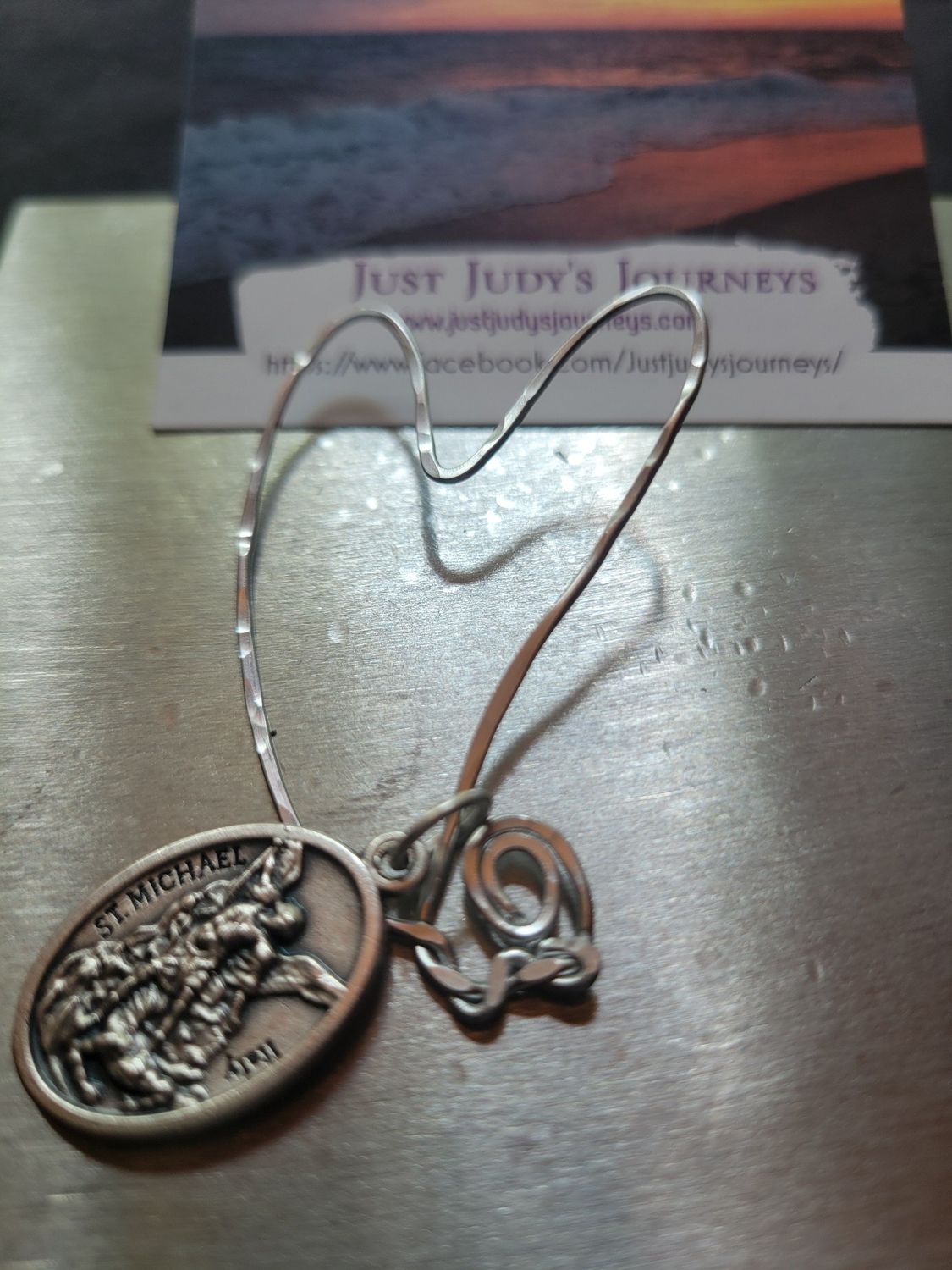 Pendant - Heart with Archangel Michael Medal. -Created by Judy