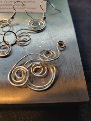 Judy's Hand-Designed Earrings/Pendant Set- Swirls of Life/Life Cycles