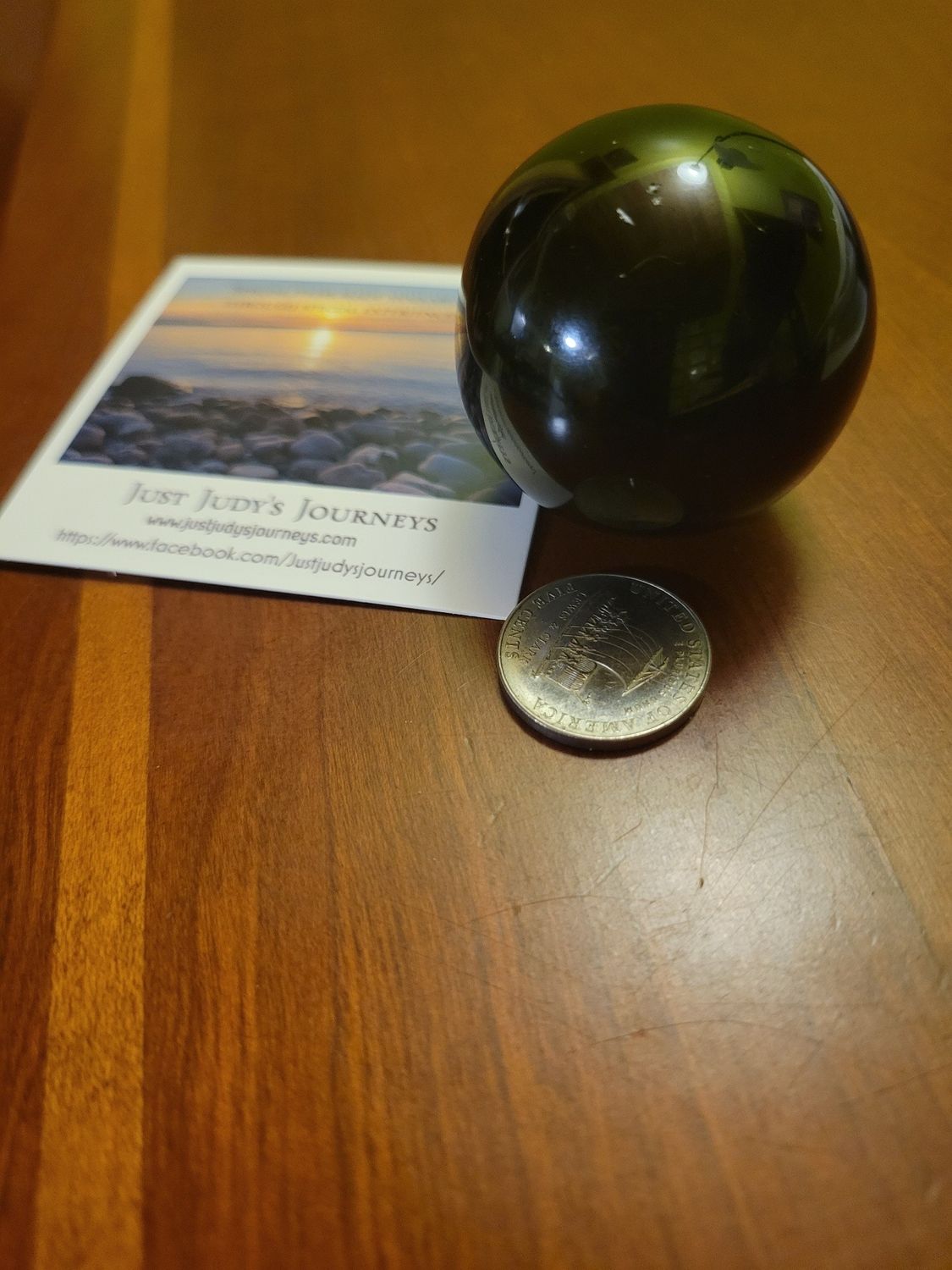 Crystal Sphere Black Agate 88gms (apprx 5.25 circumference)