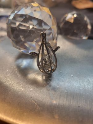 Pendant Egg/wings-Sterling with Herkimer Quartz  - Assembled by JudyWAS$70