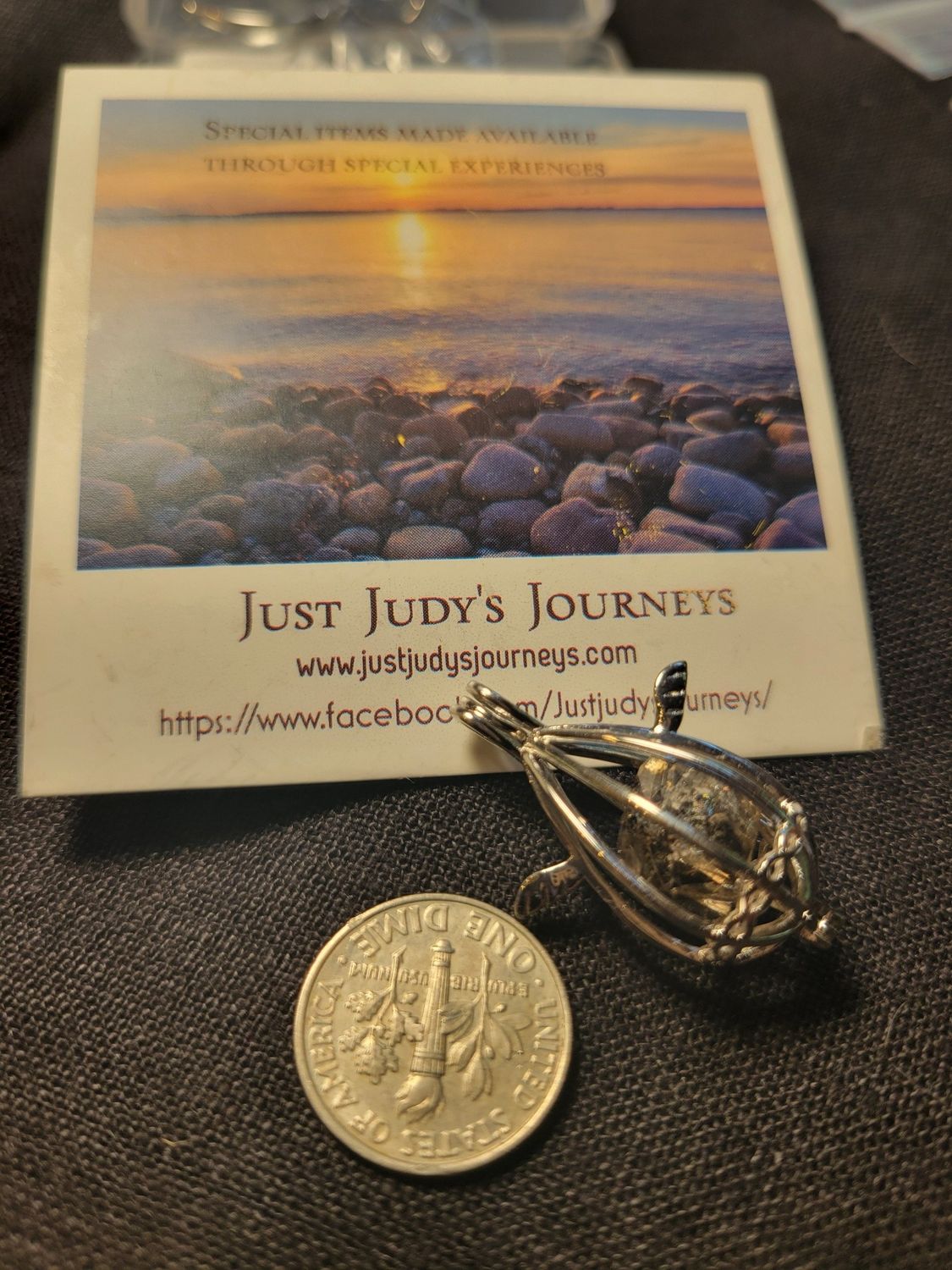 Pendant Egg/wings-Sterling with Herkimer Quartz  - Assembled by Judy