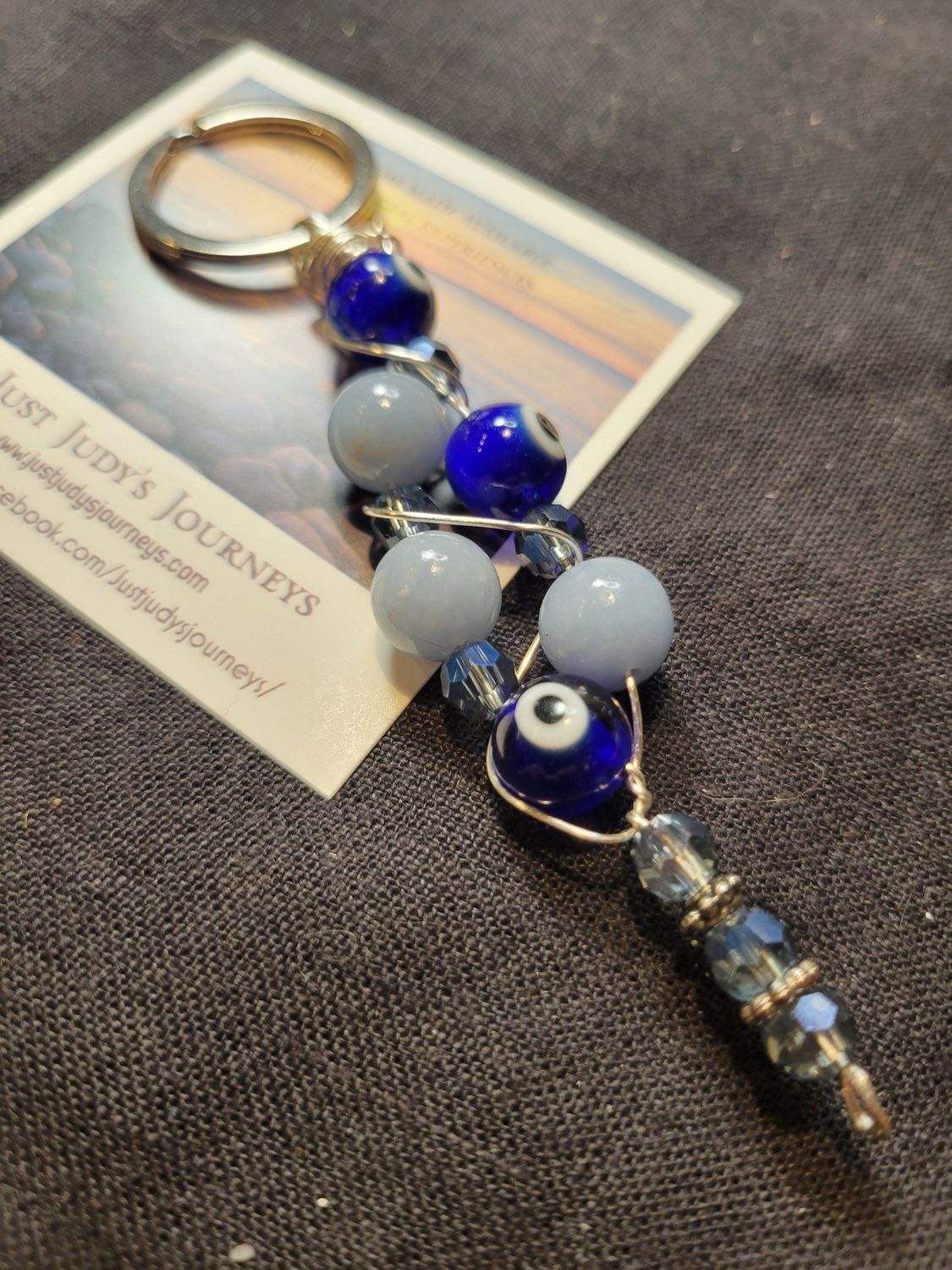 Judy&#39;s Hand-Designed-Crystal Key Chain/Protective Eye/Celestite