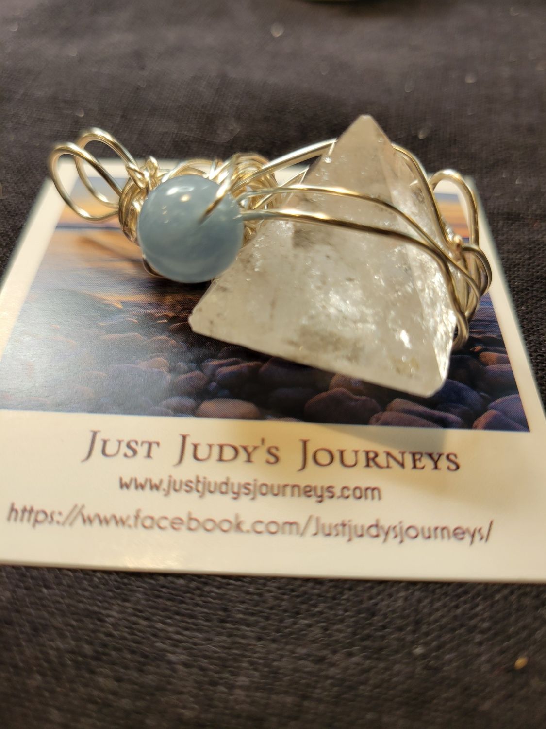 Pendant Clear Quartz Pyramid with Celestite - Created by Judy
