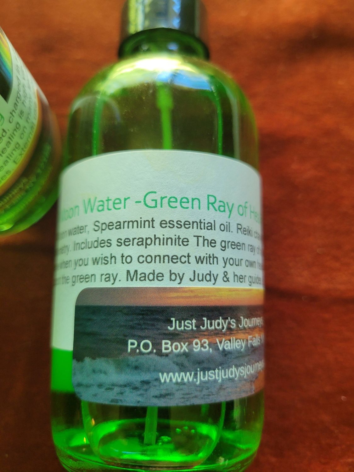 Judy&#39;s Moon Water- Green Ray of Healing 4oz glass bottle