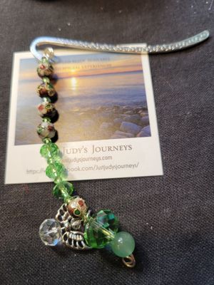 Bookmark- Angelic Green Faceted  &amp; Cloisonne Beadwork (Boxed)
