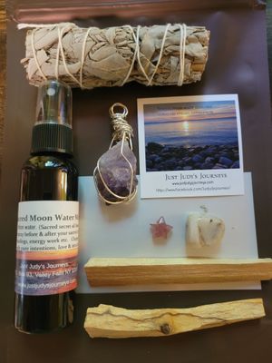 Gift Package -Amethyst Pendant/Moon Water/Smudge Product/Crystals