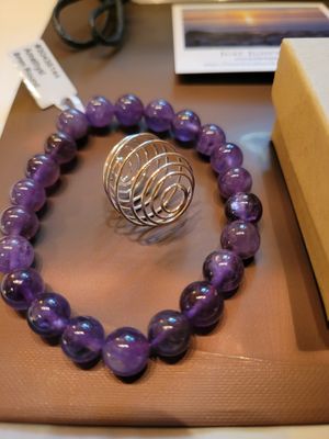 Gift Package -Amethyst Bracelet/Selenite/Two Cages/Two Amethyst Crystals/Two lengths of Cord &amp; One Gift Box WAS$33
