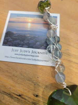 Light Catcher- Green Prism Heart &amp; Fluorite-Peace &amp; Love.