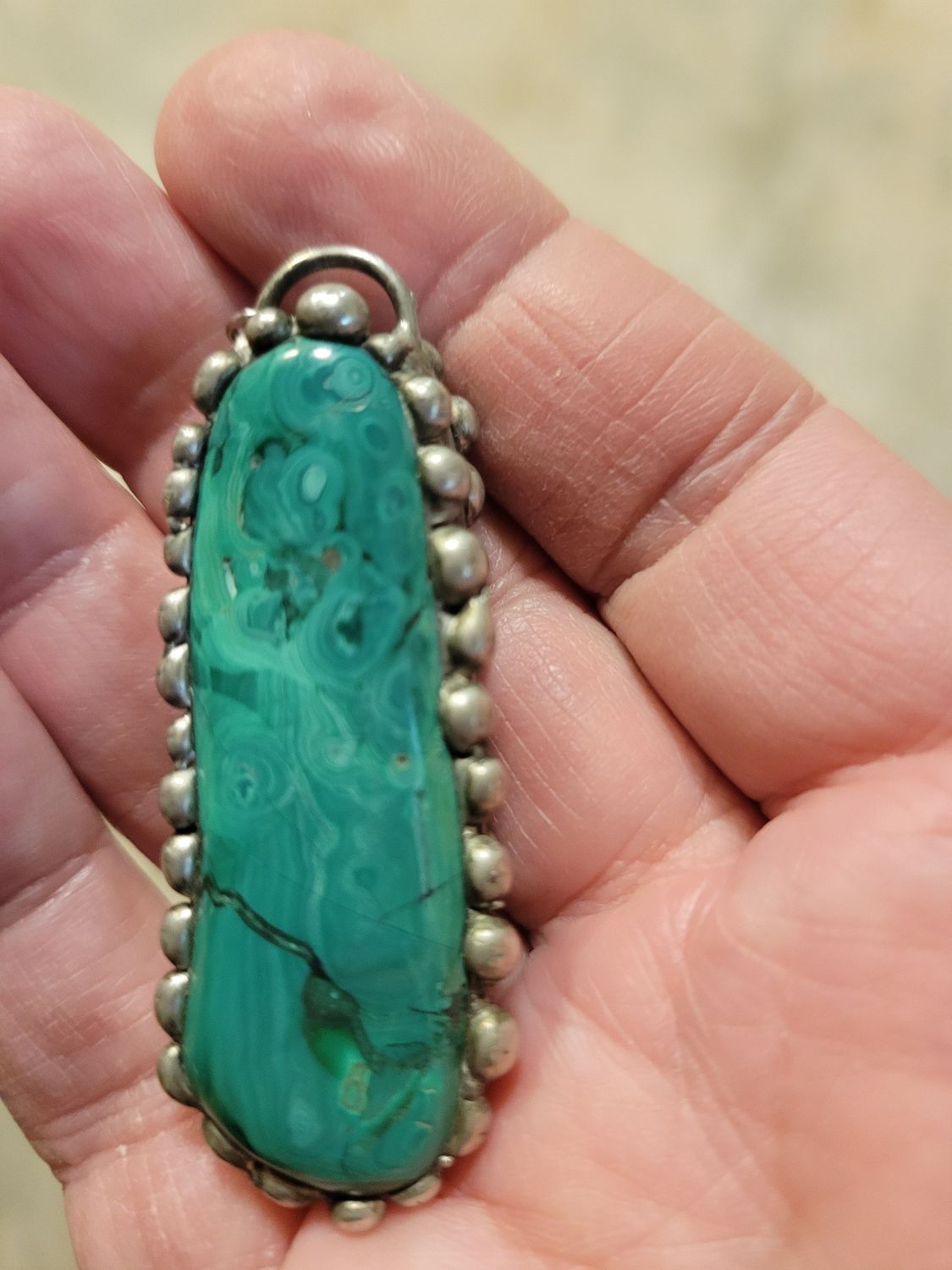 Pendant Malachite Soldered(Previously loved) NY created Purchase price Apprx $200.