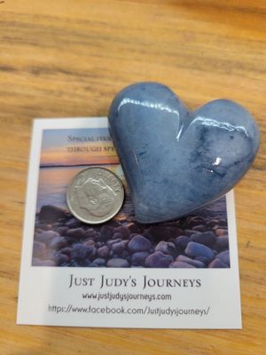 Alabaster Heart, Tuscany Italy, Med Blue