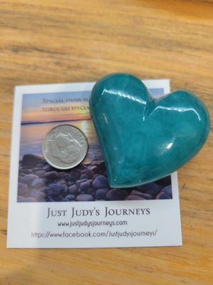 Alabaster Heart, Tuscany Italy, Med Teal Green