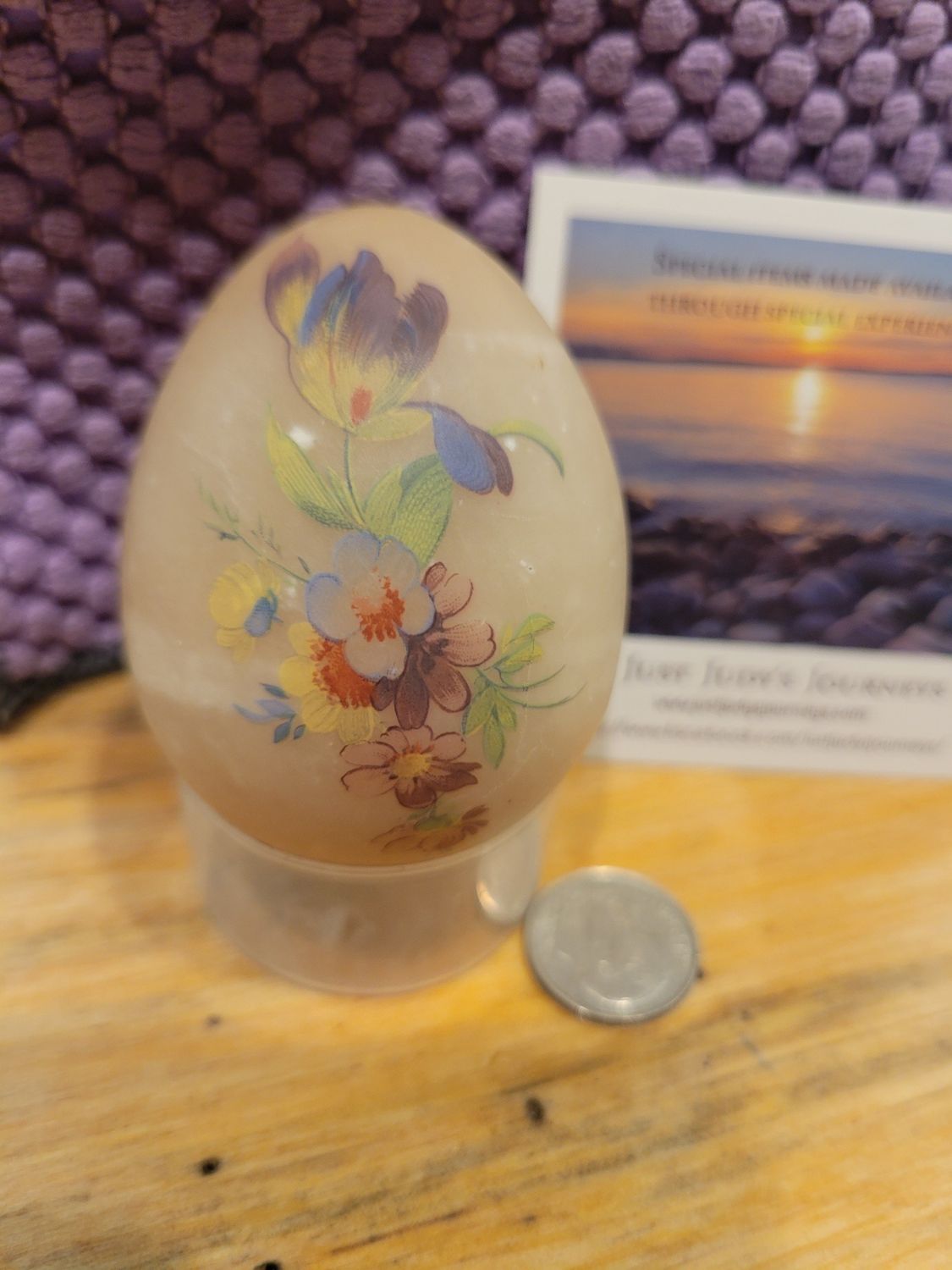 Alabaster Egg( Tuscany, Italy)  Tall Floral