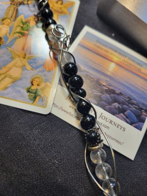 2025 Wire Black Tourmaline/Clear Quartz/ Icicle Tree Ornament (One Piece) Created by Judy