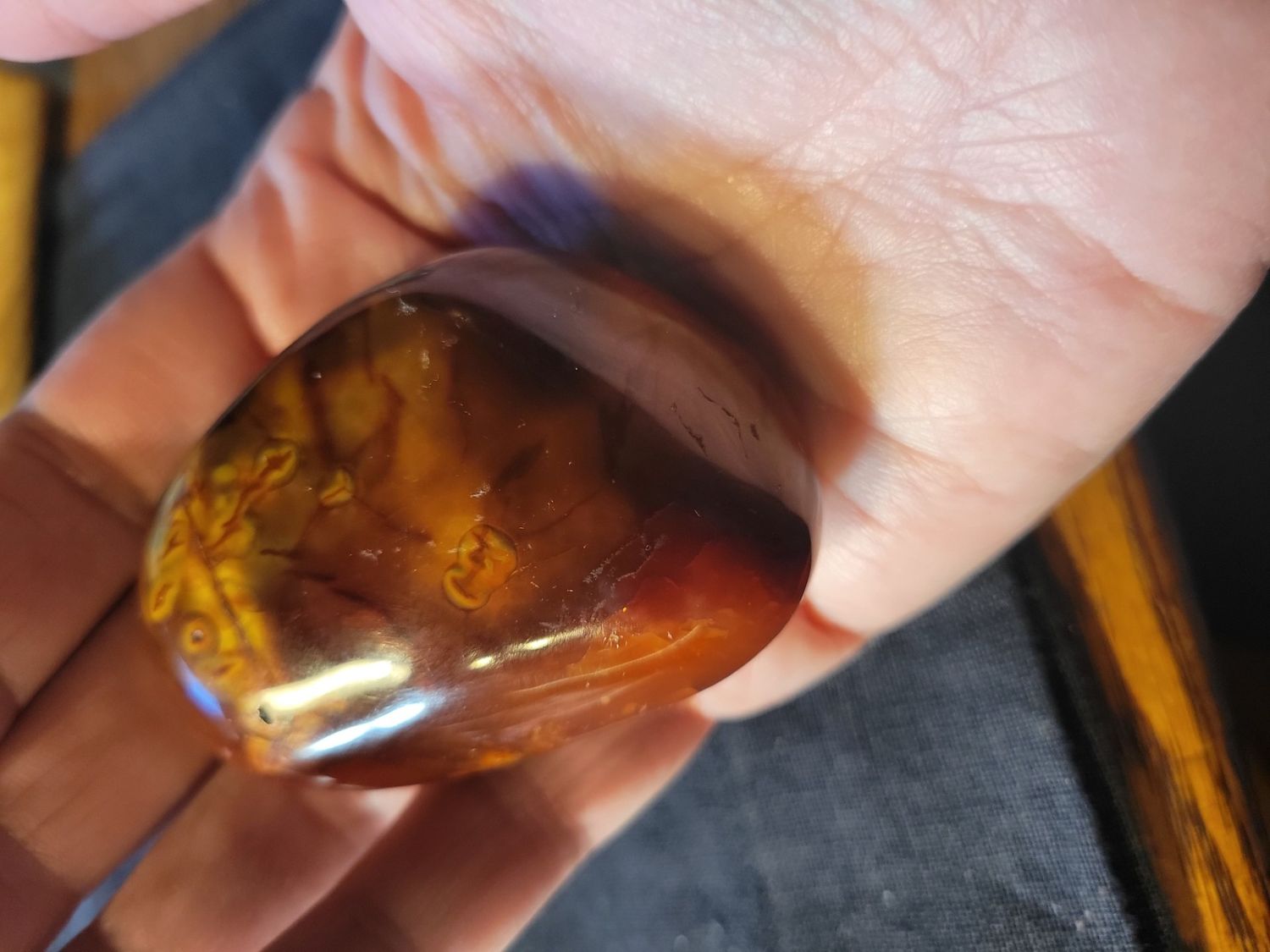 Crystal Carnelian Medium Palm Stone -Smooth