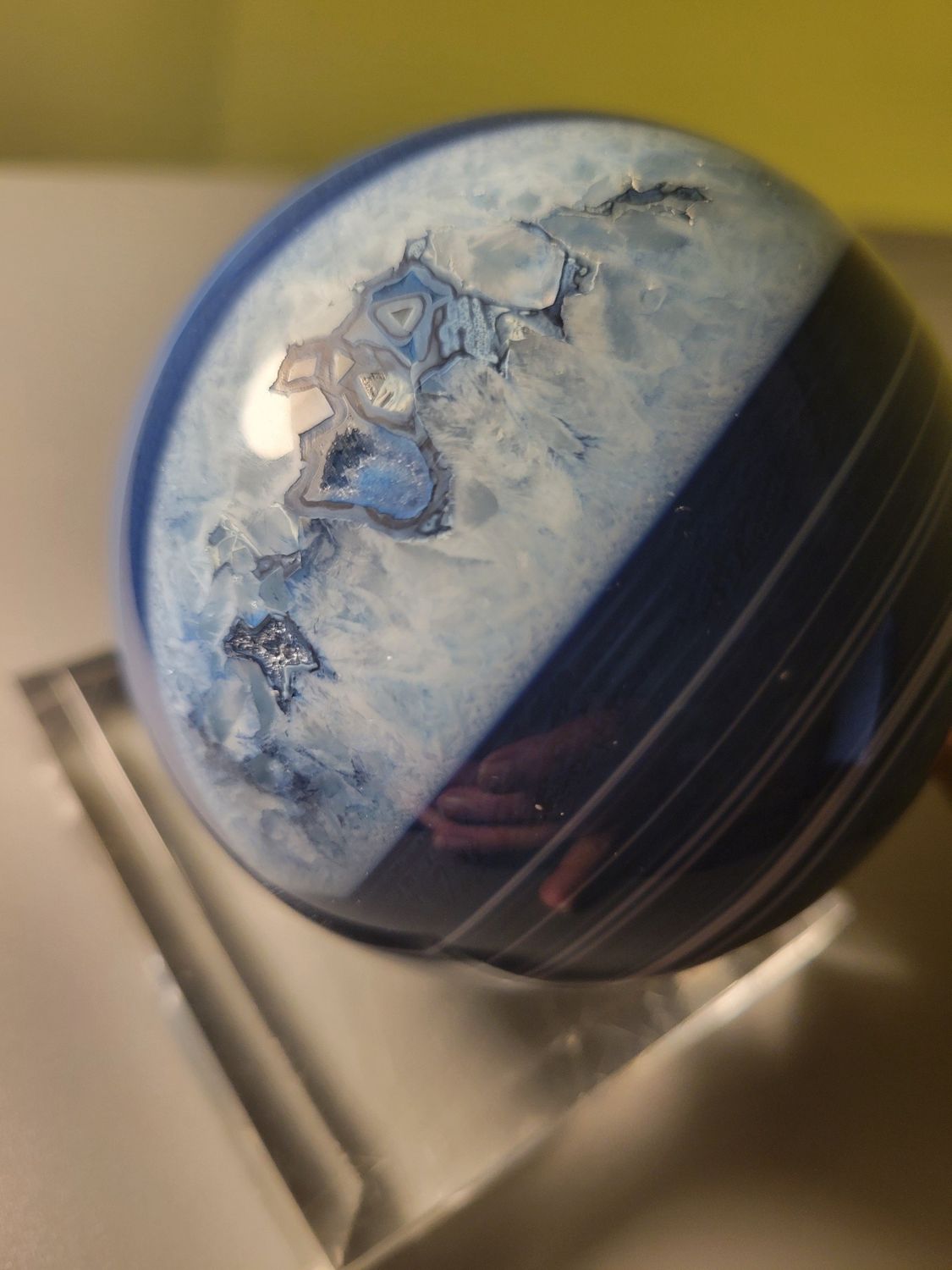 Crystal Sphere Rare Blue Agate Geode.