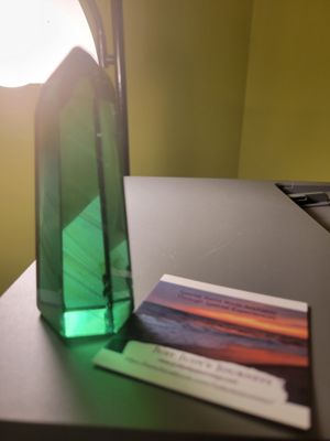 Crystal Green Obsidian Obelisk 4&quot; Tall. A Beauty!!