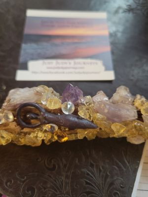 Judy's Hand-Designed Wand - Amethyst/Citrine/Goddess (Sedona Stick base)