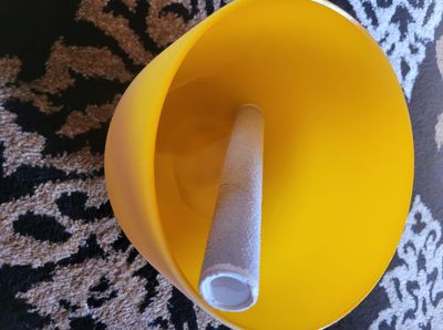 Crystal Frosted 8" Singing Bowl (Yellow-Solar Plexus Chakra) with striker &amp; rubber base-(Studio Piece) PICK _UP ONLY