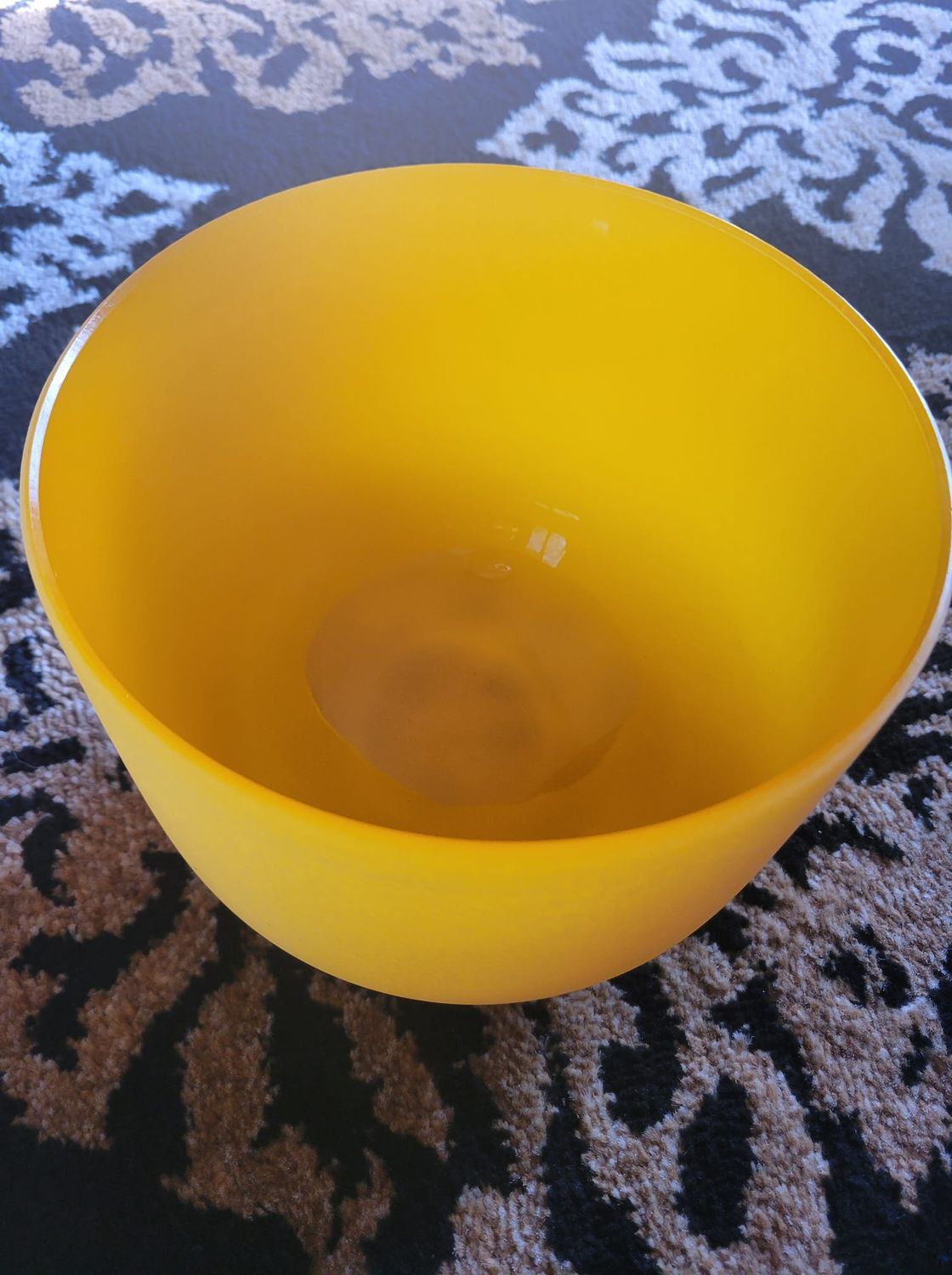 Crystal Frosted 8&quot; Singing Bowl (Yellow-Solar Plexus Chakra) with striker &amp; rubber base-(Studio Piece)