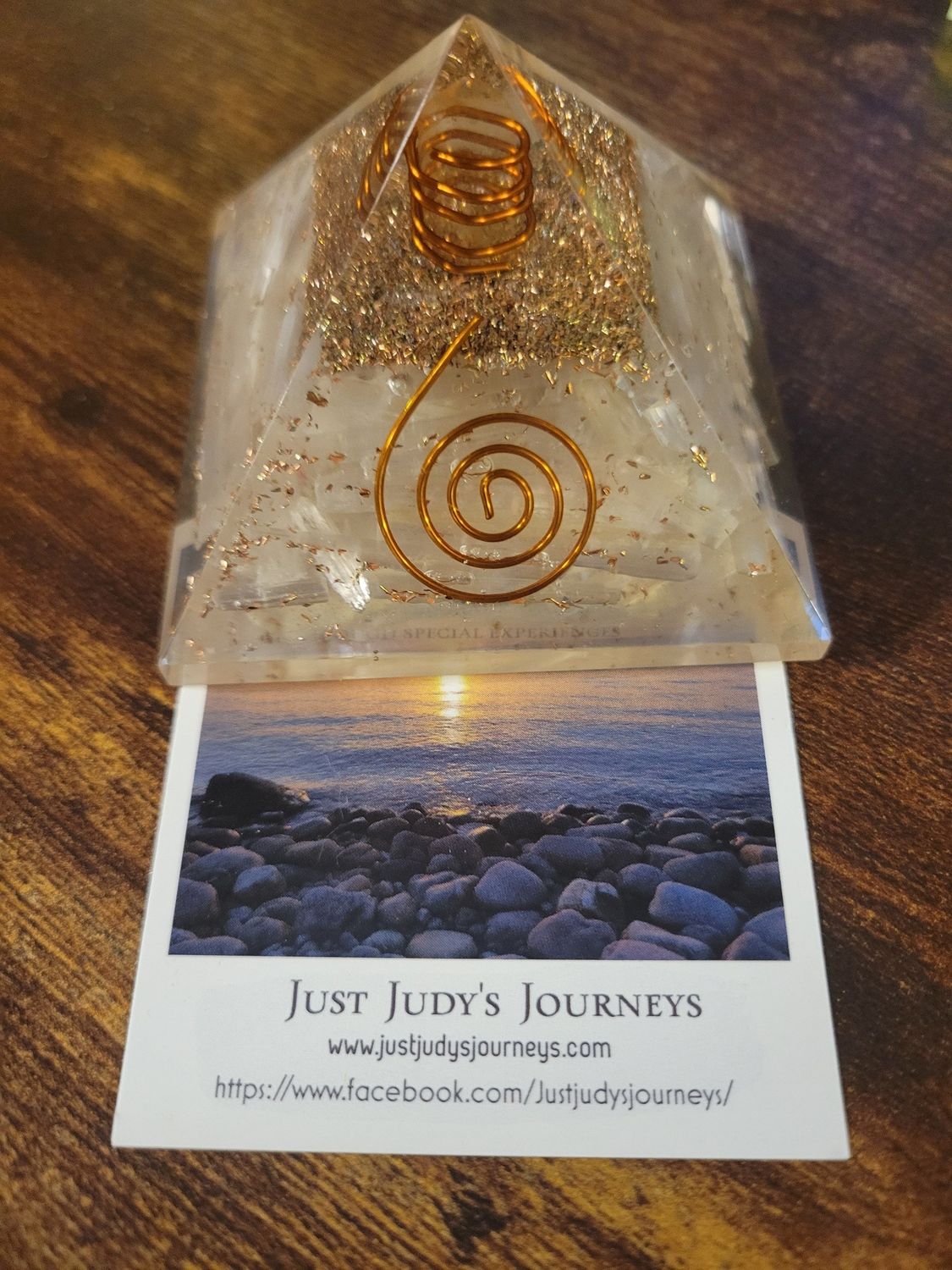 Crystal Selenite/Copper Pyramid 3inches.