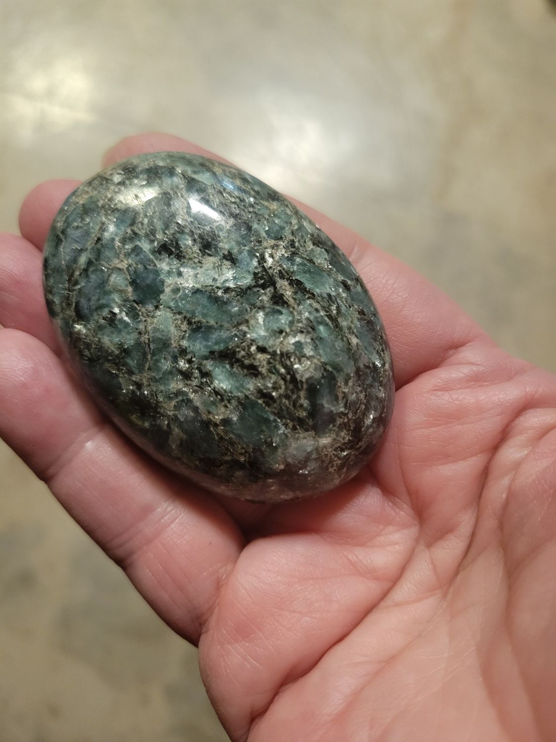 Crystal Green Kyanite Palm Stone ( 3.8 ozs)  WAS $55