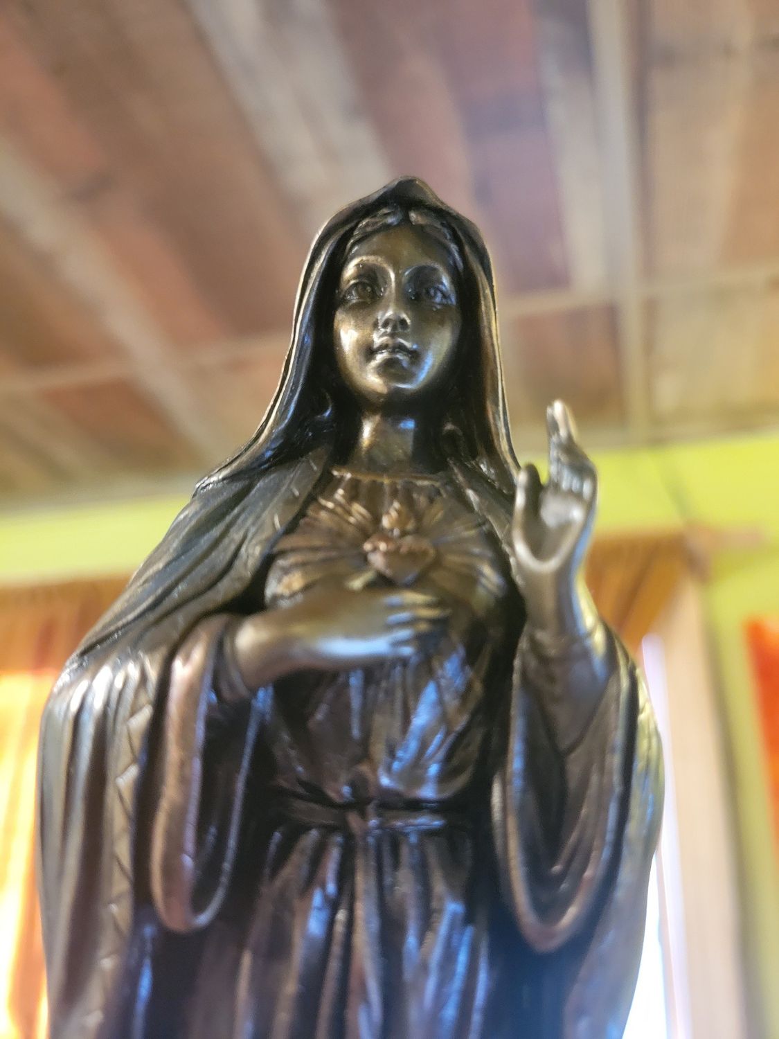 Statue Sacred Heart of Mary -Cold Cast Resin(bronze color finish)  8inches WAS $95.00