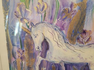 Wall Hanging-"Artwork" For the love of Unicorns- 19x23 Framed (Pick up only)