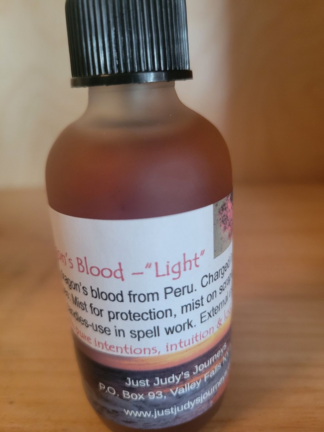Judy&#39;s  Dragons Blood Blend -&quot;light&quot; 2oz glass bottle