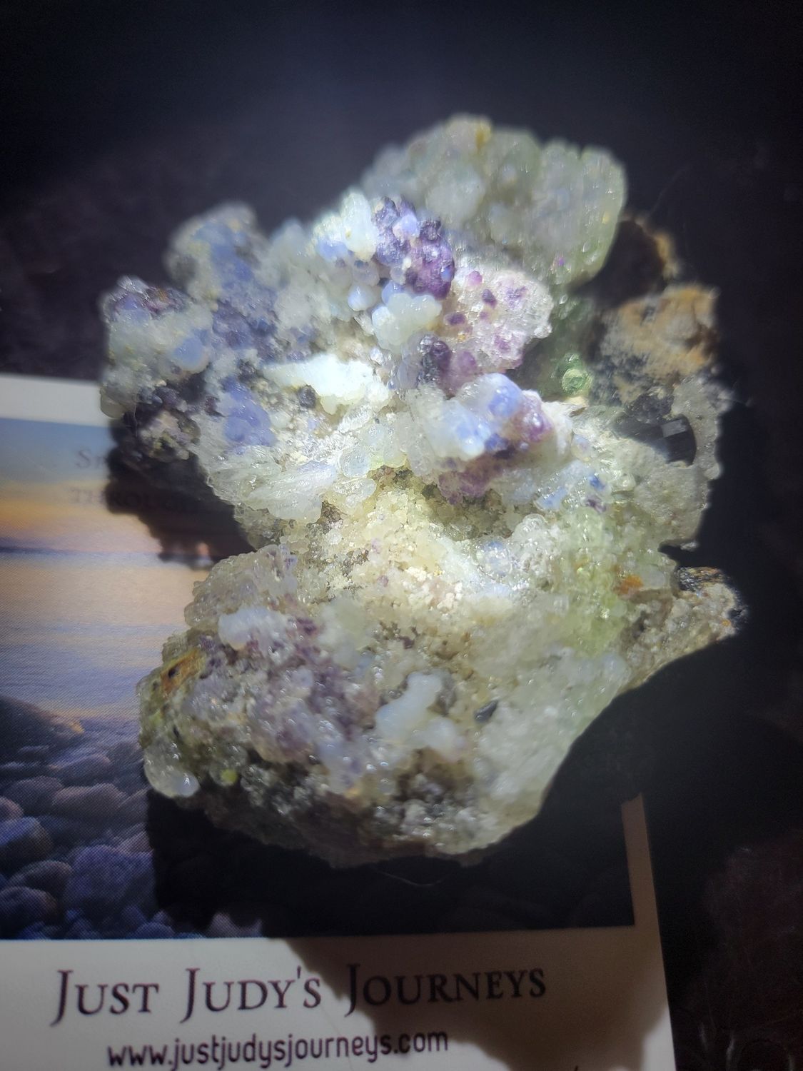 Crystal Fluorite Chunk -Multi Color- 2.7 ozs (pics with &amp; without light on it)