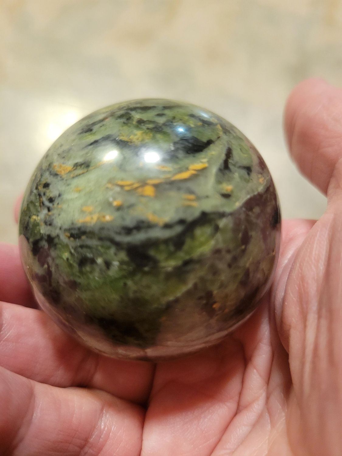 Crystal Sphere Green Serpentine (7 Inch Circumference) WAS$100.