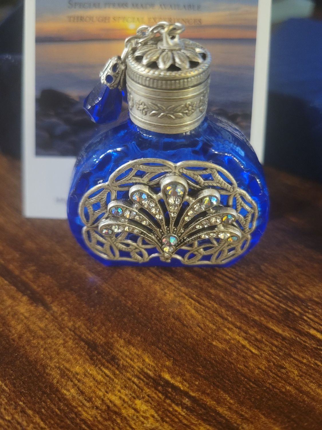 Bottle Perfume/Oil Glass- CR design- Cobalt- with glass applicator (empty) Limited pieces.