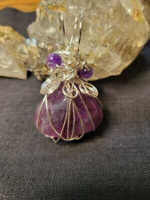 Pendant Fluorite with Amethyst beads- Created by JudyWAS$115