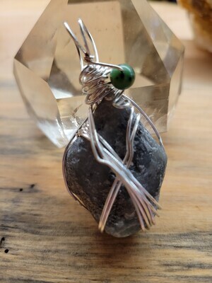 Pendant Rough Green Emerald(with ruby zoisite bead)  - Created by JudyWAS$65