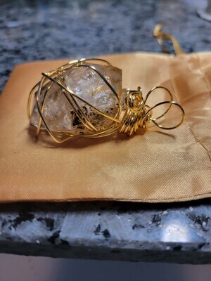 Pendant Herkimer Quartz Point(gold) - Created by JudyWAS$115