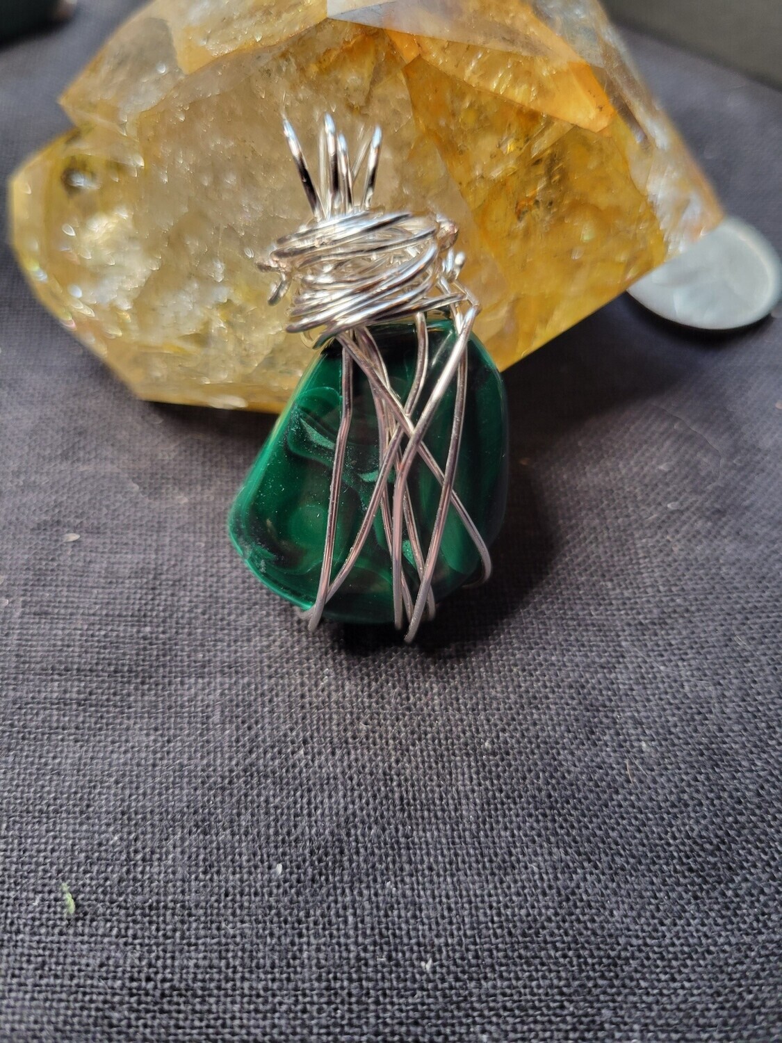 Pendant Malachite Tumbled  - Created by JudyWAS$65