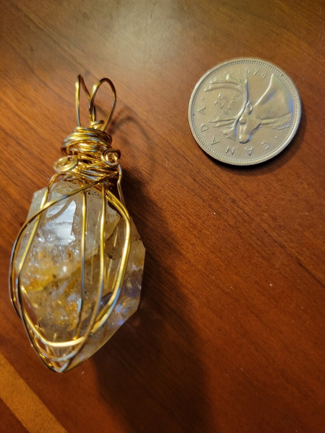 Pendant Herkimer Quartz Point(gold) - Created by JudyWAS$125