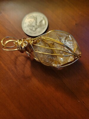 Pendant Herkimer Quartz Point(gold) - Created by JudyWAS$125