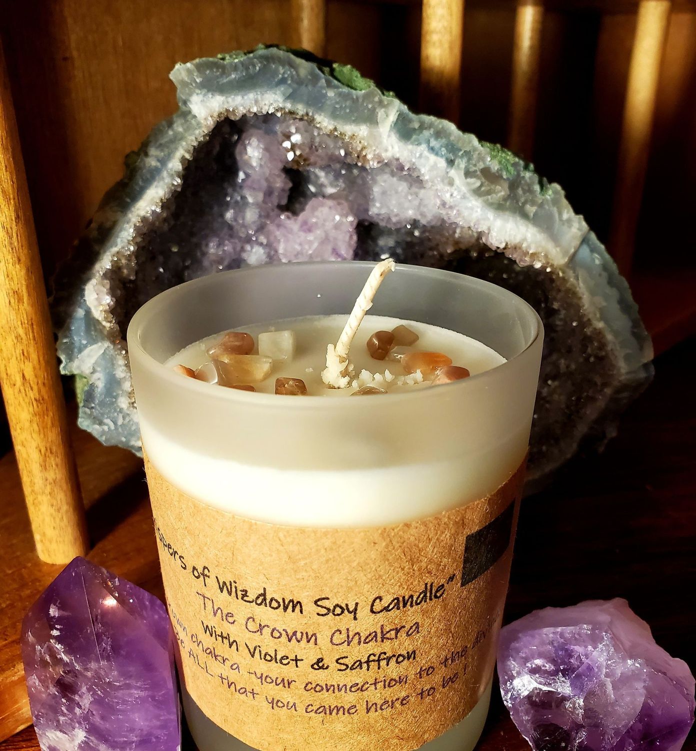 Judy's Soy Candle -Chakra Crown - Violet &amp; Saffron