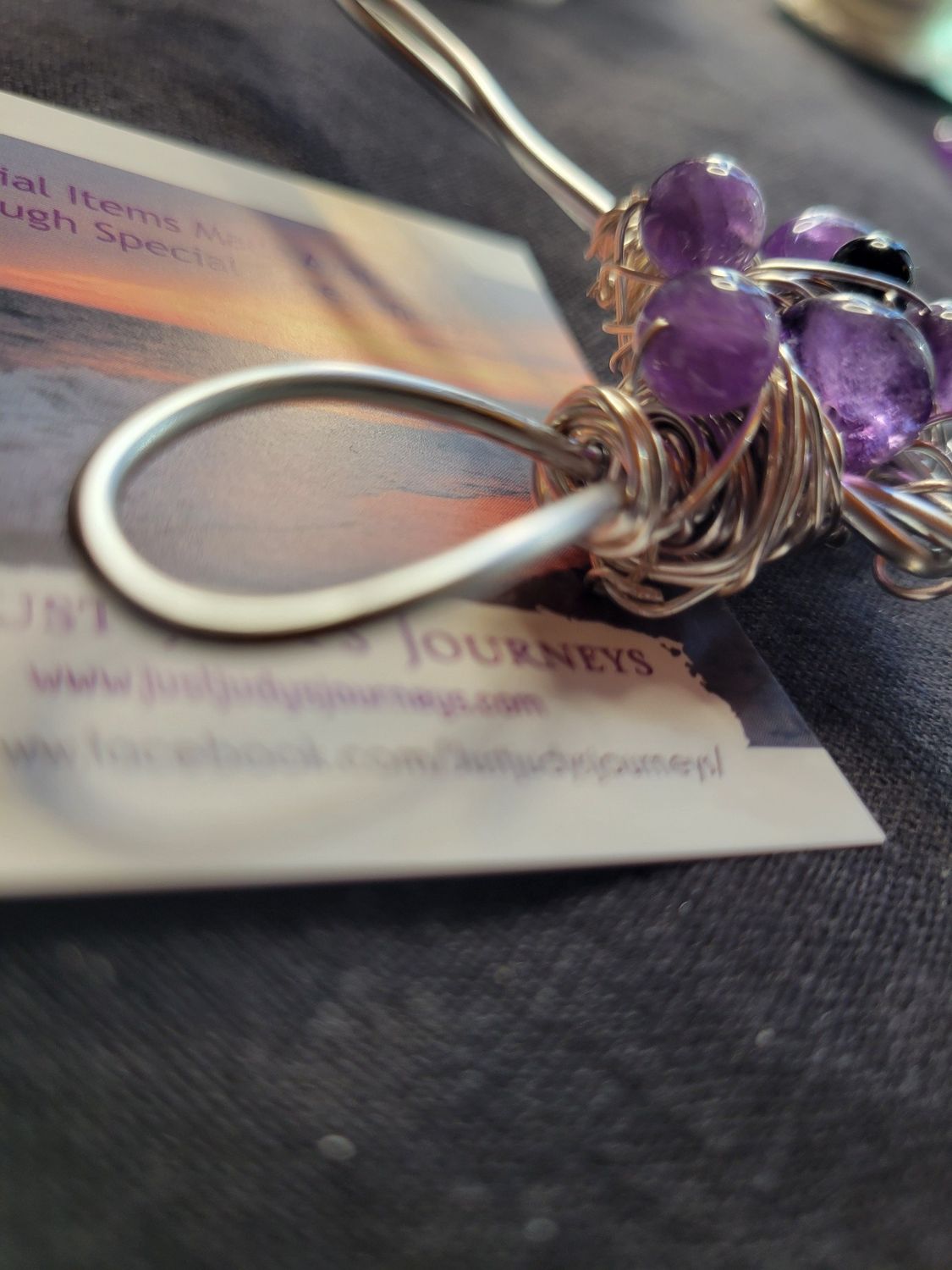 Judy's Hand-Designed Cross - Amethyst &amp; Black AgateWAS$65