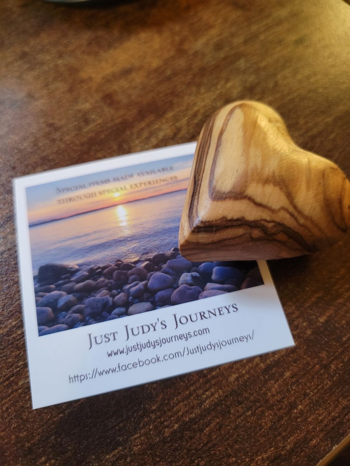 Carved Olive Wood Heart #1- Jerusalem.