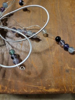Wall Hanging-Flower Of Peace- Fluorite &amp; Black Agate  WAS$52