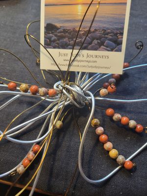 Wall Hanging-Flower Of Peace- Double Petal -Tibetan Beads &amp; Red Jasper WAS$58