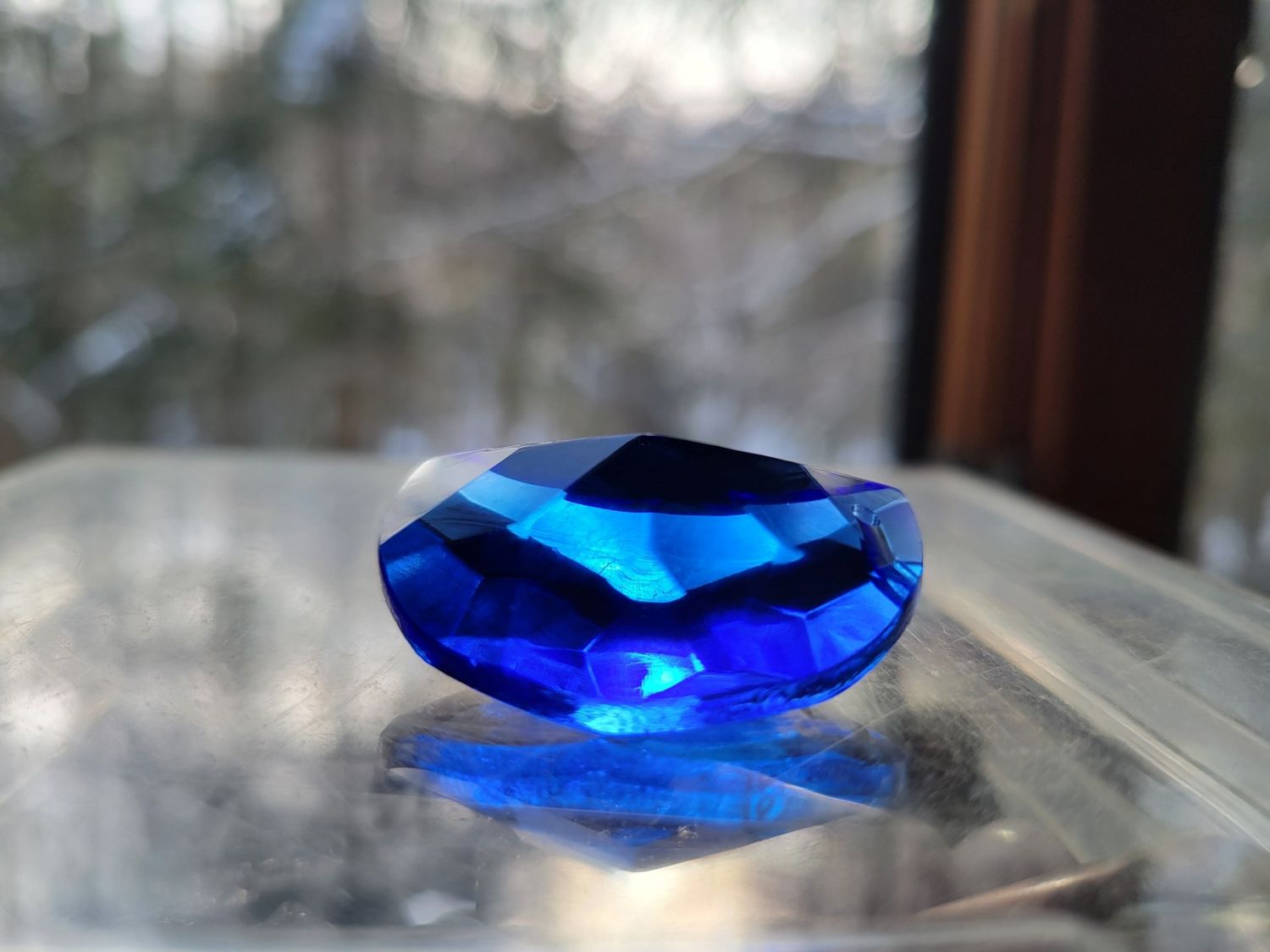 Wall Hanging/ Window Hanging/Light Catcher- Blue Moon &amp; Lapis Lazuli