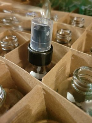 Bottle Clear Glass with Black Mist top (4 ozs) were $6.50 each