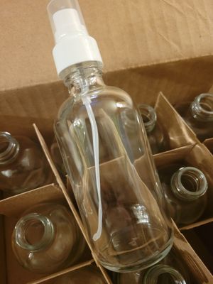 Bottle Clear Glass with White Mist top (4 ozs) were $6.50 each