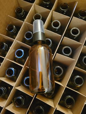 Bottle Amber Glass with Black Mist top (2 ozs)